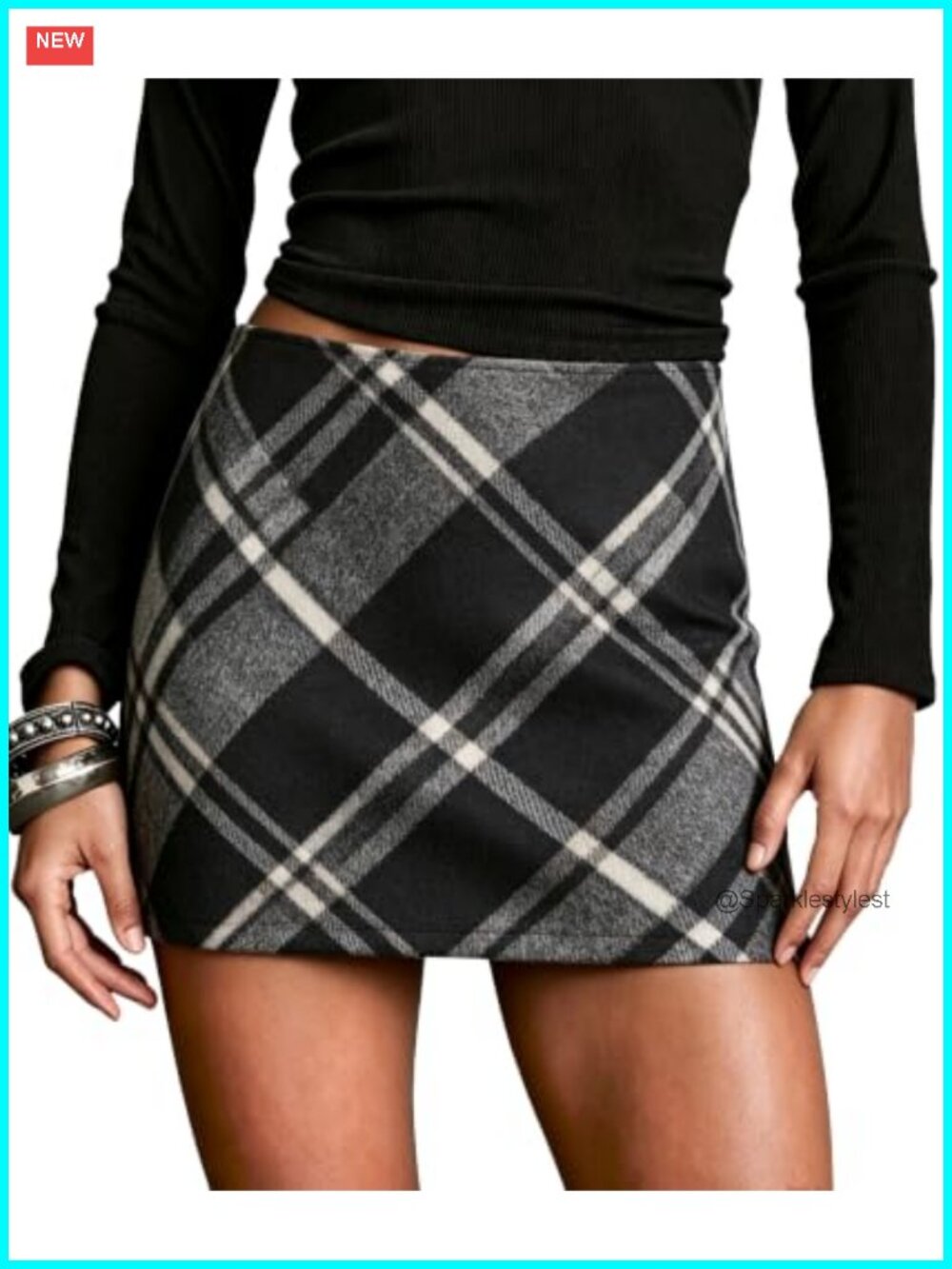 Wool Blend Plaid Mini Skirt High Waist Bodycon Pencil Fall Winter